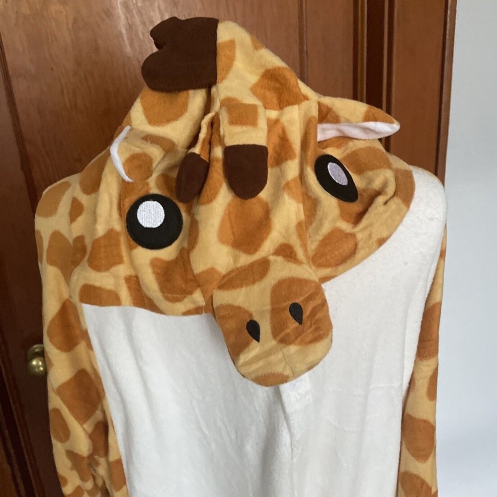 Halloween Costume Giraffe One Piece Adult Size Large Front Button Up Easy